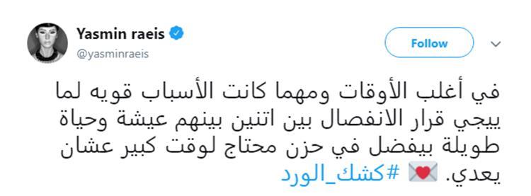ياسمين رئيس تثير الجدل حول انفصالها