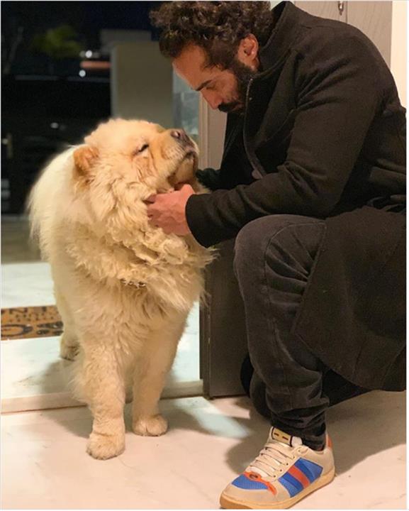 صورة أحمد فهمي مع كلبه