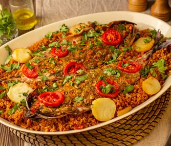 طريقة عمل سمك ماكريل سنجاري مع أرز صيادية وجبة متكاملة وشهية